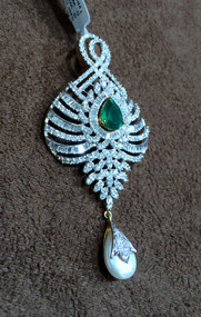 Diamond Emerald Pendant 18K Gold Fine handmade jewelry 494-188