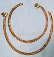 Gold Anklet 22K Handmade ankle bracelet chain pair fine jewelry 495-079
