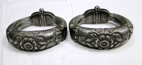 Ethnic Tribal Old silver Bangle Bracelet Anklet pair Fine antique Jewelry