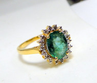 18K Gold Natural Emerald Diamond Ring Engagement 20
