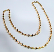 22K Gold beads Strand Necklace fine Jewelry 4mm