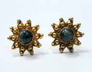 Vintage Ethnic 22K Gold Emerald Studs Earrings