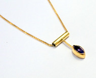 18K Solid Gold Amethyst Gemstone set Pendant and Chain Necklace