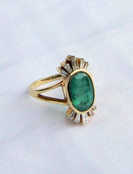 Vintage Emerald 18K Gold Diamond Set Ring Fine Jewelry  13099