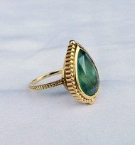 Vintage Pear Shape Emerald 18K Gold Ring Fine Jewelry 13090