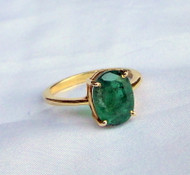 Vintage 18K Gold Emerald Gemstone Ring fine Jewellery 13094