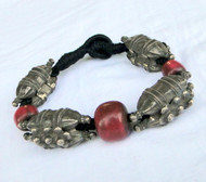 Ethnic Tribal Old Silver Beads Bracelet From Rajasthan India 13138