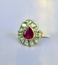 14 K Gold Natural Diamond Ruby Gemstone Ring Jewelry13158