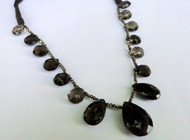 Smoky Topaz Gemstone Drops Beads Strand Necklace