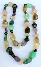 Natural Multicolor Gemstone Tumble Beads Strand Necklace