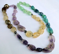 Natural Multicolor Gemstone Tumble Beads Strand Necklace 13234
