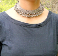 Ethnic Tribal Old Solid Silver Choker Necklace Rajasthan India