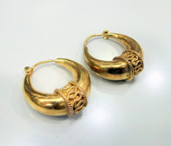 Vintage 14K Gold Large Hoop Earring pair Hallmarked Handmade fine Jewellery 13323