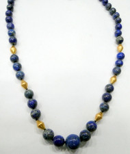 Lapis and 22K Gold Beads Necklace Blue Jewelry