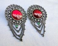 Ethnic Vintage Tribal 925 Sterling Silver Studs Earrings Pair Fine Jewelry 13475