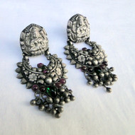 Ethnic Vintage Tribal 925 Sterling Silver Laxmi Studs Earrings Pair Fine Jewelry 13485