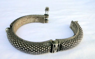 Ethnic Vintage Tribal Hippy Old Silver Hinged Bangle Bracelet 13503