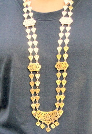 Vintage Ethnic 18K Solid Gold Cutting Work Long Necklace 13507