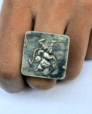 Lord Hanuman Ethnic Tribal Sterling Silver Ring 13510