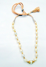 Real Large Pearl 22K Gold Beads Strand Necklace 13519