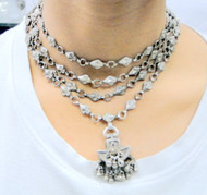 Ethnic Tribal Real Old Silver Box Pendant Choker Necklace 
