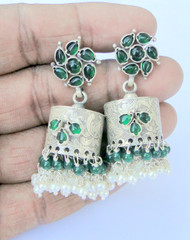 Ethnic Vintage Tribal 925 Sterling Silver Studs Earrings Pair Fine  Pearls Jewelry 13580