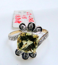 Diamond Lemon Topaz Ring 14 K solid gold jewelry
