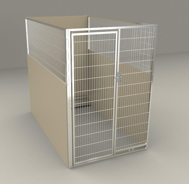 Single Kennel, w/ Back Panel, Stainless Steel Gate Panel/Door, 48"W x 84"L x 72"H, No Slope