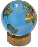 Shasta Visions Aqua Crystal Globe - 6 Inch Diameter on Wooden Base (191-AQ)