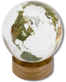 Shasta Visions Clear Crystal Globe - 6 Inch Diameter on Wooden Base (191-CL)