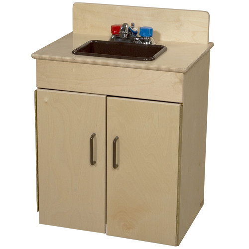 Classic Wooden Play Sink with Brown Handles and Sink Endeavour Toys