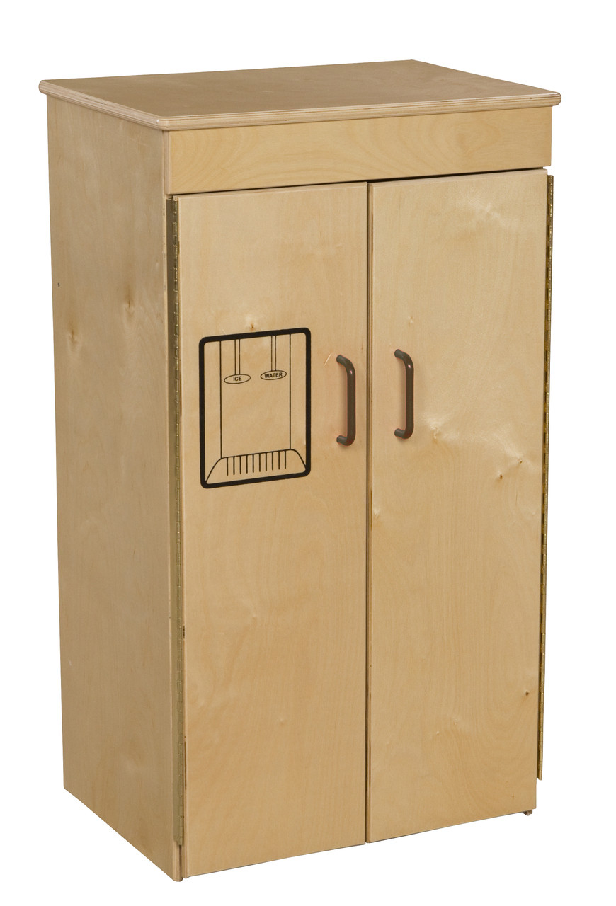 Classic Wooden Play Refrigerator with Brown Handles Endeavour Toys