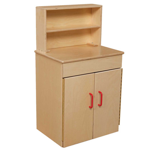 Classic Wooden Play Kitchen Deluxe Hutch with Red Handles Endeavour Toys