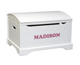 Little Colorado Captain's Chest Wooden Toy Box - White with Pink Personalization