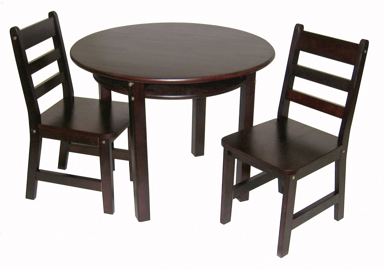 Child's Round Table with Shelf and 2 Chairs Espresso Endeavour Toys