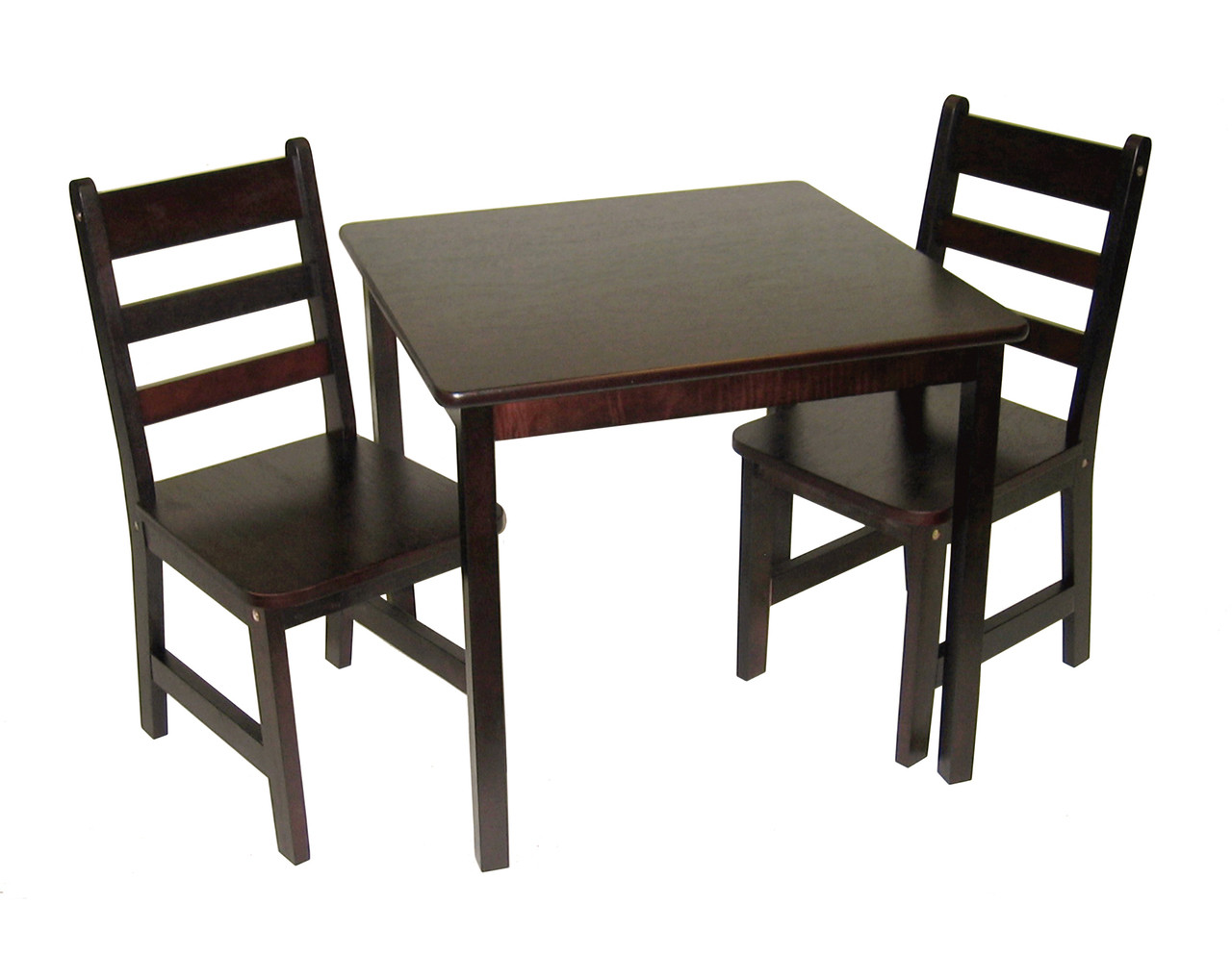 Child's Square Table and Chairs 3Piece Set Espresso Finish