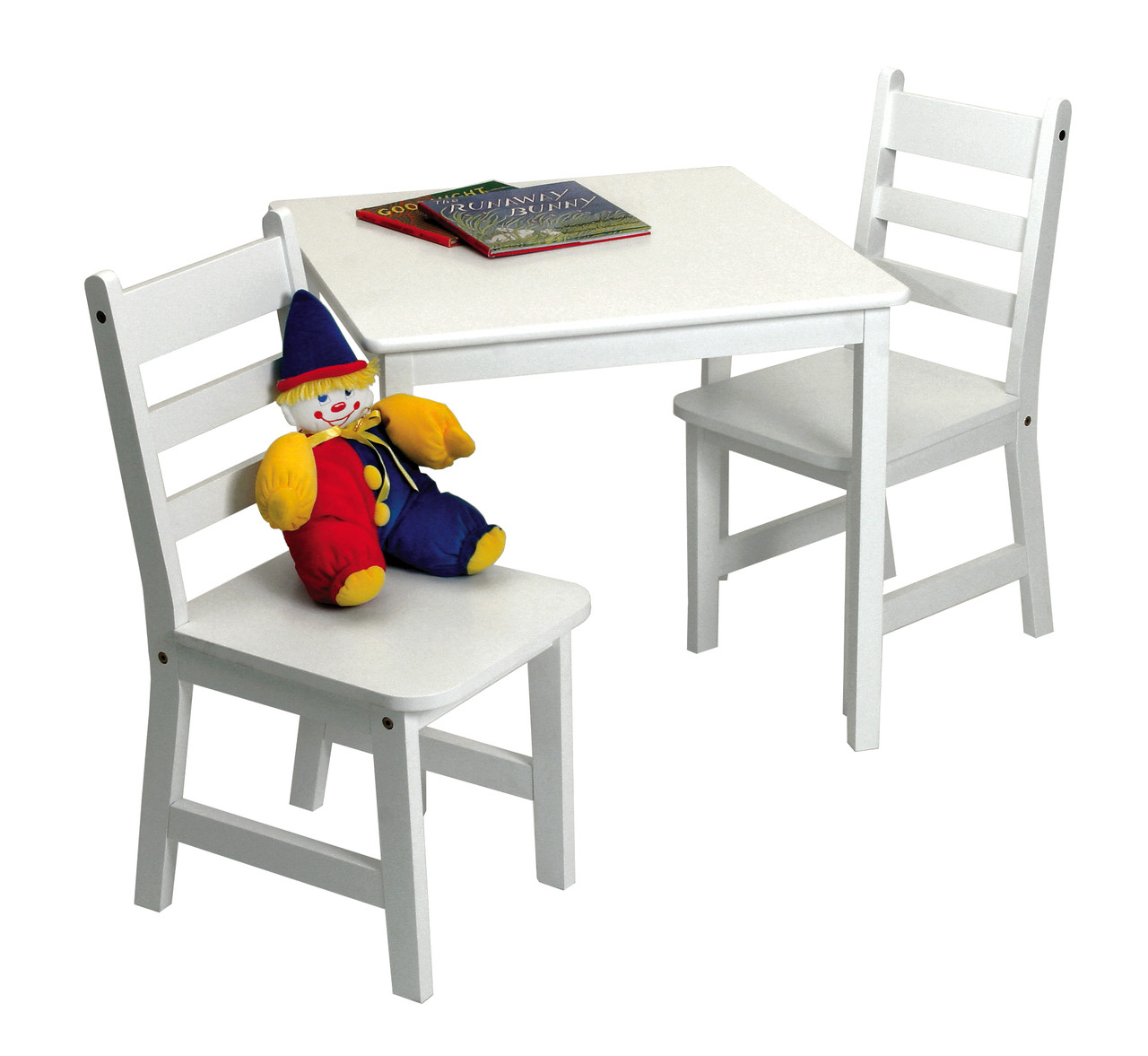 Child's Square Table and Chairs 3Piece Set White Endeavour Toys