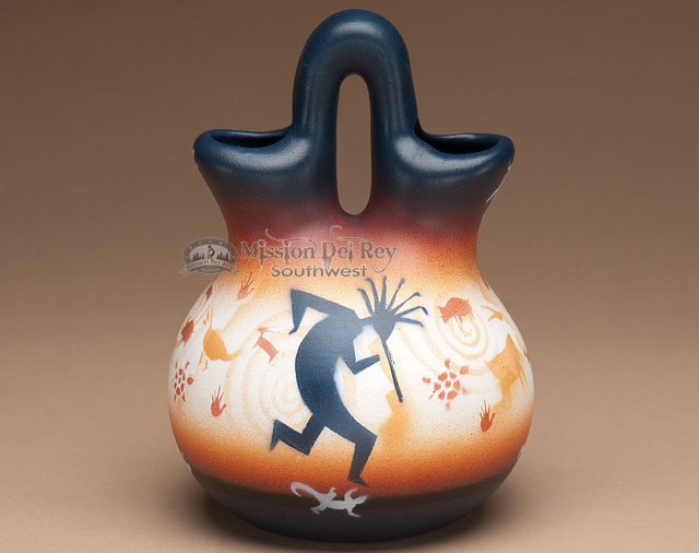 Native American Navajo Wedding Vase 8 Kokopelli V206 Mission
