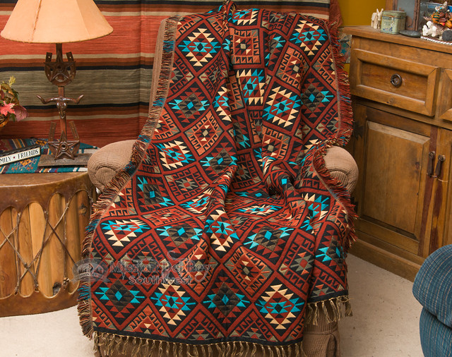 Southwest Jacquard Throw Blanket 50x60 Sierra (t7) Mission Del Rey