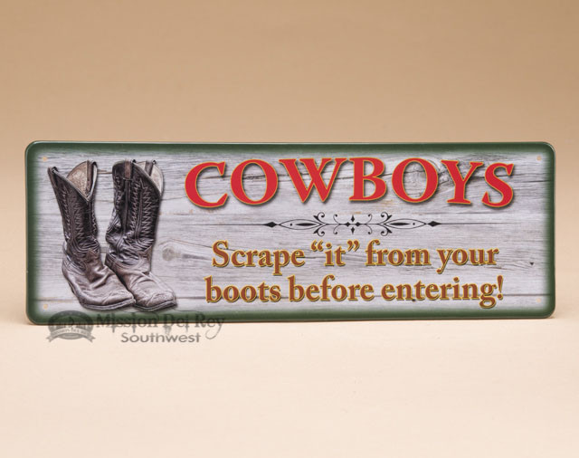 Western Rustic Tin Wall Sign Cowboys