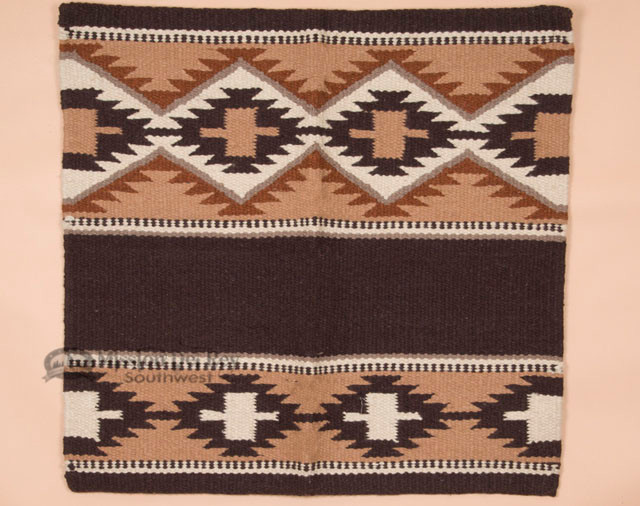 Handwoven Wool Saddle Blanket 36"x34" Tan & Brown (sbnib4) Mission