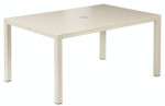 Cayman rectangular dining table 59" - with umbrella / parasol hole / Champagne frame and Ivory ceramic top / New - 2CY15PH.04.803