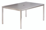 Equinox rectangular dining table 150 with parasol hole, brand new, discontinued stock (stainless steel frame and ash ceramic top) - TAG 264
