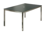 Equinox 59” rectangular table - with umbrella / parasol hole / Stainless steel frame and Dark Grey HPL top / Ex-display - TAG 313