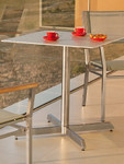 Three-piece stainless-steel set - no umbrella / parasol hole / Stainless steel frames, Storm Grey ceramic top and Charcoal sling / New and Ex-display - Tag 1088