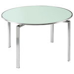 Mercury dining table - no umbrella / parasol hole / Stainless steel frame and Sea Ice glass top / Ex-display - TAG 273