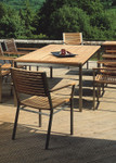 Equinox table - with umbrella / parasol hole, chairs not included / Stainless steel frame teak top / Ex-display - TAG 378