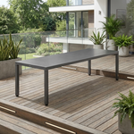 Equinox 3-meter dining table, with umbrella / parasol hole (Stainless steel / Storm) New - TAG 385