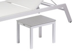 Pair of Cayman lounger low tables, lounger not included / Arctic White frame and Ash ceramic top / New - TAG 390