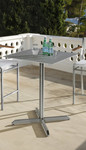Equinox counter height pedestal table - no umbrella / parasol hole, chairs are not included / Stainless steel frame and Ash ceramic top / New - TAG 395